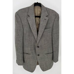 Ralph Lauren Mens Gray Herringbone Tweed Wool Sports Coat Blazer Jacket